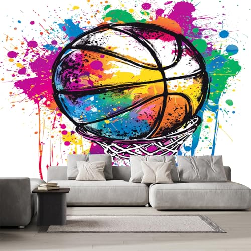 Art Papel Tapiz Fotográfico Baloncesto Deportes Papel Pintado no Tejido 122x91 cm Pared Sala Cuarto Póster Pintura Arte Mural para Sala de estar Dormitorio Infantil Decoración