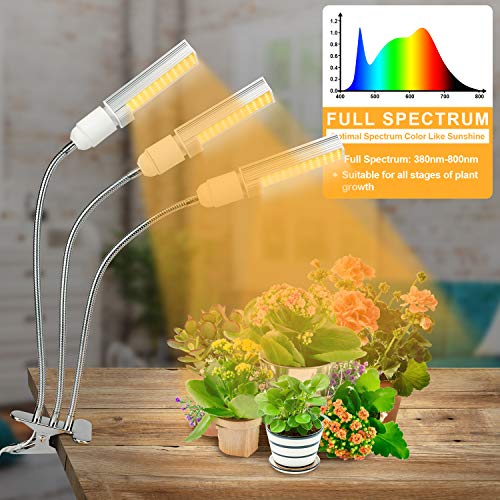 Grow Light, Ankace Full Spectrum Grow Lamp, Tri Head Gooseneck Plant Lights for Indoor Plants with Replaceable Bulb - Thumbnail 6