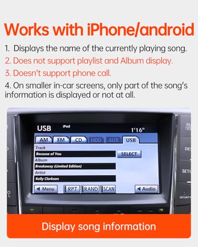 Image of USB Bluetooth 5.3 Car Adapter Compatible for Lexus,Toyota,Opel,Saab,Pioneer Radio and Clarion Radio iPod iPhone Music Interface Connector