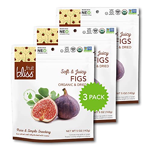 Organic Turkish Figs Dried Fruit Snacks, Sweet, Soft & Juicy Sun-Dried Figs – Healthy Snacks for On The Go – Organic Figs Treats are Non-GMO, Gluten-Free, Vegan Fig Snacks (3 Pack - 5 oz. Each)