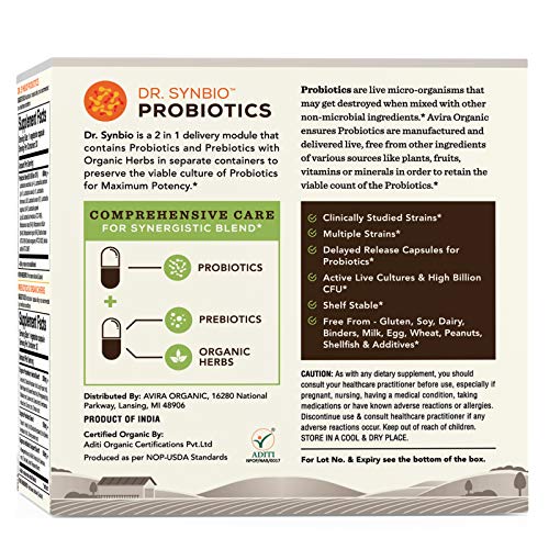 Dr. Synbio Antibiotic Support Probiotics & Organic Prebiotics – Triphala & Chicory, 50 Billion Cfu & 14 Multiple Strains, Helps Restore Normal Gut Flora & Support Immune Function, Delayed (Pack Of 2) #TOP1