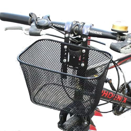 自転車 かご 着脱式 買い物カゴ自転車の前かご メッシュバスケッ メタルバイクフロントバスケットフック バスケットに (26*17*15)