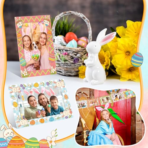 Image of AmazingSpark 50 Pack Easter Picture Frame 4 x 6 Paper Photo Ornament Bulk Bunny Egg Cardboard Photo Gifts for Easter Tabletop Spring Party Decor Seasonal Holiday Gift Boxes