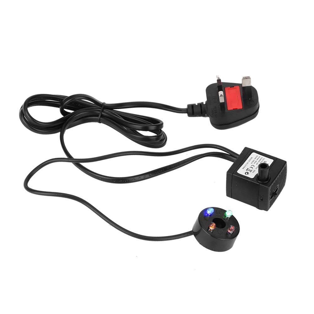 Zerodis Submersible Pump, SM-016 2W Aquarium Multi-Purpose Submersible Pump with 4 Colorful Lights for Aquarium Rockery Fountain Fish Pond Tank(UK Plug 220-240V)