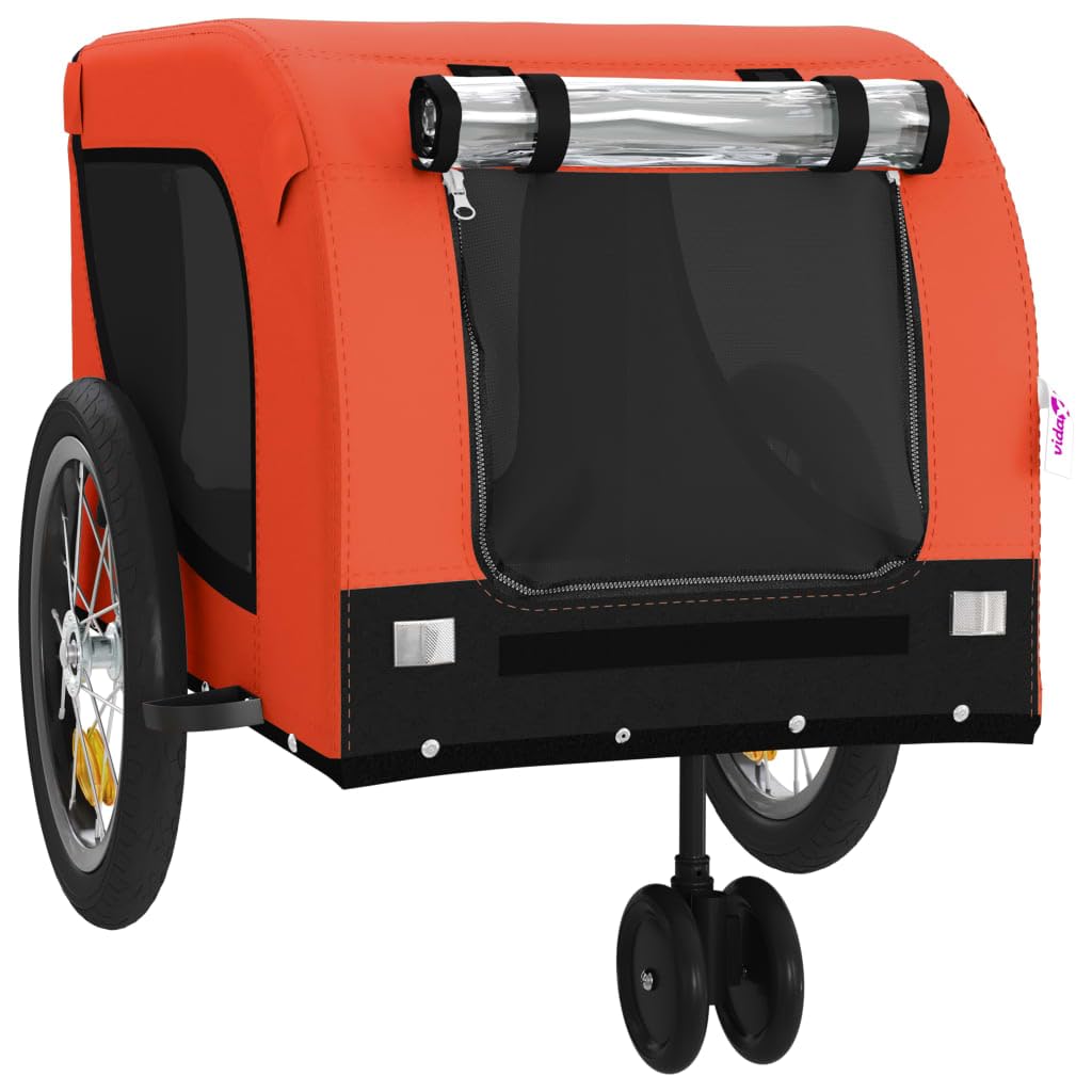Homgoday Muebles de jardín, remolque de bicicleta para animales amarillo y negro Oxford y hierro