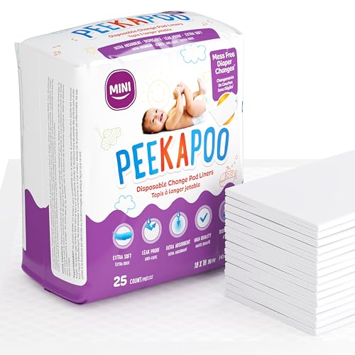 Peekapoo Disposable Baby Changing Pad Liners – 25 Pack - 18 x 16 Inches