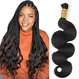 Human Braiding Hair for Boho Braids 18' Body Wave Bulk Human Hair Extensions for Braiding 1 Bundle No Weft Brazilian Virgin Curly Loose Deep Water Wave Bulk Wet and Wavy 100g Nature Black