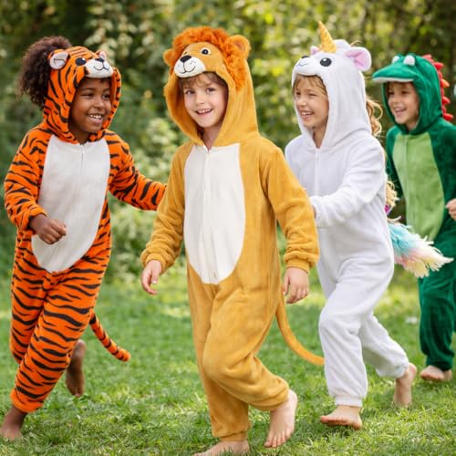 Image of Raj Costume Animal Fancy Dress Costume for Boys & Girls | Hooded Full Body Wildlife Zoo Animal Jumpsuit | Soft Costume for School Function, Fancy Dress, Halloween, Birthday, Cosplay & Role Play