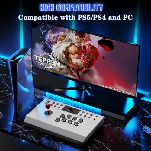 Nonbliep Wired Arcade Stick Compatible with PS5/PS4/PC/, for PS5 Fight Stick with Programming Function, Turbo Function, 9.8FT Braided Cable Fight Stick - 1