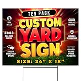 10 Pack 24'x18' Custom Yard Signs with Stakes, Personalized Yard Signs for Outdoors, Customized Full Color Print Corrugated Signs for Business