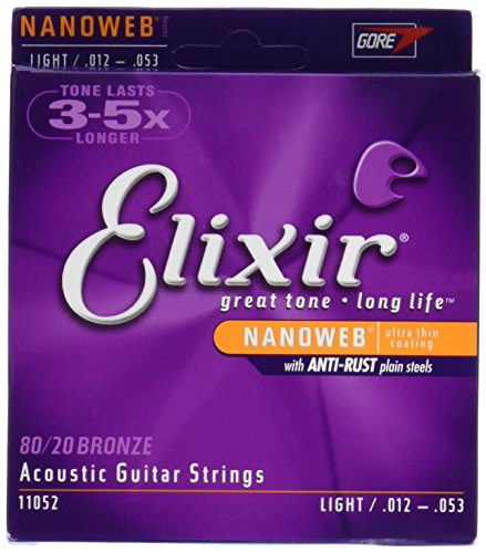 Elixir Light Nanoweb Acoustic Guitar Strings 2-Pack