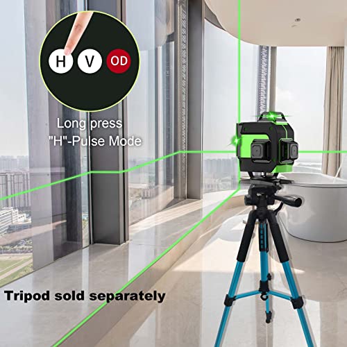 Nível laser de linha BEKOYWOY, 4D verde 16 linhas, laser de linha horizontal e vertical autonivelant