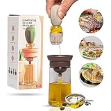 Aceitera Dispensadora de VIDRIO con Brocha de Silicona, Color Marron.