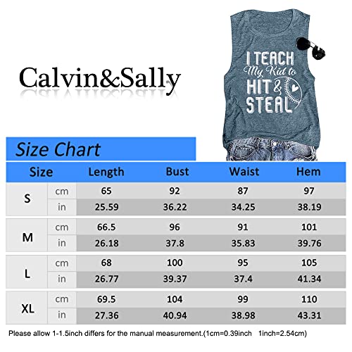 Women Baseball Tank Top Baseball Heart T Shirt Funny Workout Graphic Tees Casual Summer Sleeveless Shirt Tops (Blue,L) #TOP6
