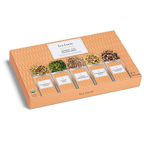 Image of Tea Forte Single Steeps Loose Leaf Tea Sampler, Assorted Variety Tea Box, 15 Single Serve Pouches, Herbal Tea