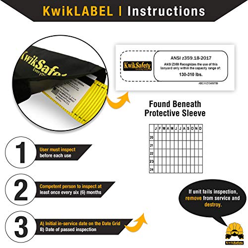 Image of KwikSafety - Charlotte, NC - Dolphin Dorsal [1 Pack] 18 inch D-Ring Extender [Easy Hookup] ANSI Tested OSHA Compliant Harness Extension Lanyard Safety D Ring PPE Construction Roofing Fall Arrest Gear