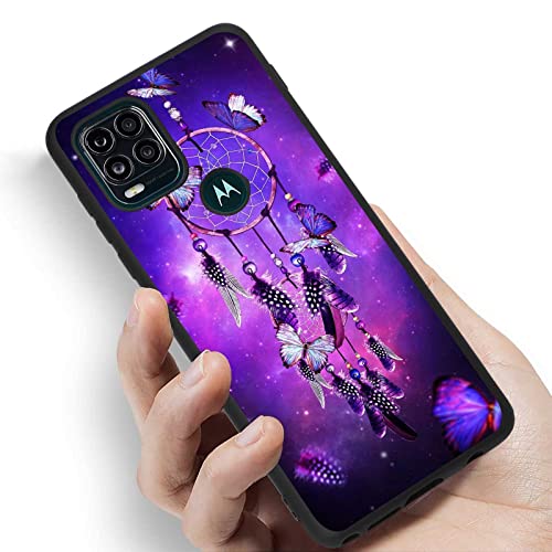 Compatible With Moto G Stylus 5G Dreamcatcher Case, Purple Dreamcatcher Butterfly Feather Pattern For Moto Case Girls Women, Soft Silicone Case For Moto #TOP4