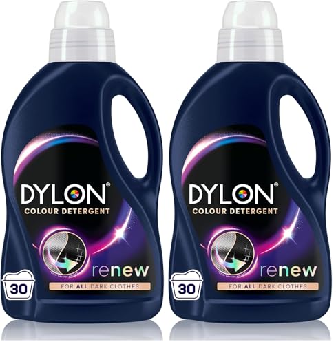 Dylon Black & Dark Detergent (30 Wash Loads), Liquid Laundry Detergent for all Black & Dark Clothes, renewing in every wash with optimal results in 10 washes (Pack of 2)