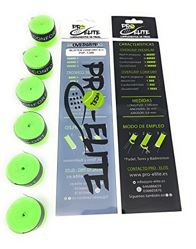 overgrips Pro Elite Confort Lisos Verdes Flúor. Blister 5+1