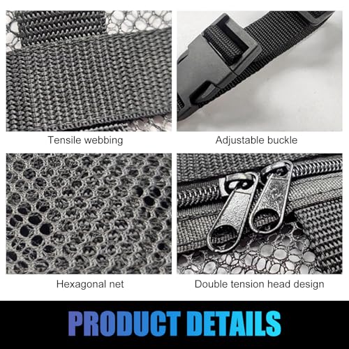 Sinytuto Pack-1 Car Cargo Net Pocket, 31.5In x 21.3In Double-Layer Strengthen Durable Vehicle Roof Storage Mesh, Universal Soft Automotive Camping Interior Accessories for Truck SUV Car (Black) - Thumbnail 3