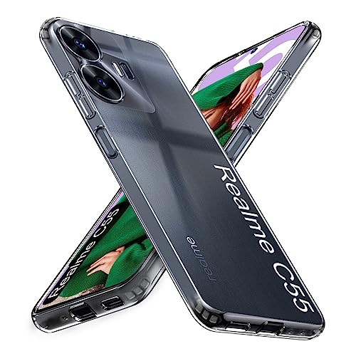 Image of Fashionury Soft Crystal Clear Back Case Cover for Realme C55 | Shockproof Design | Camera Protection Bump | Clear Back | Case Cover for Realme C55 Transparent
