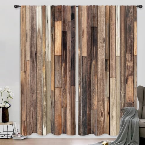 Riyidecor Rustic Barn Door Curtains, 2 Panels, 52x84 Inch