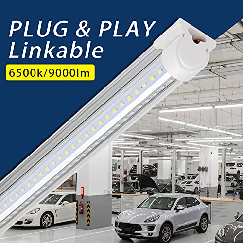 Barrina 8Ft Led Shop Light, 72W 9000Lm 6500K, Clear Cover Linkable Led Tube Lights, Integrated T8 Light Fixture, V Shape Led Ceiling Lights For Garage, Warehouse, Workshop, 10 Pack #TOP1