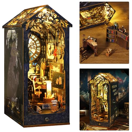ISSEVE DIY Book Nook Kit, 3D Wooden Puzzle DIY Miniature House Kit for Booknook Shelf Insert...