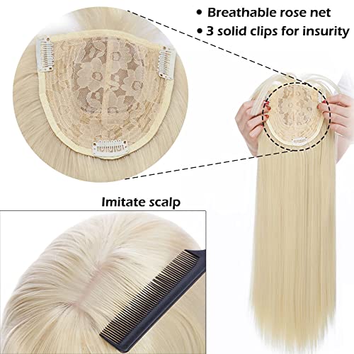 Miniatura 6 de Yudit Peluca de cabello humano sintético de 14 pulgadas con clip para mujer, rubio claro