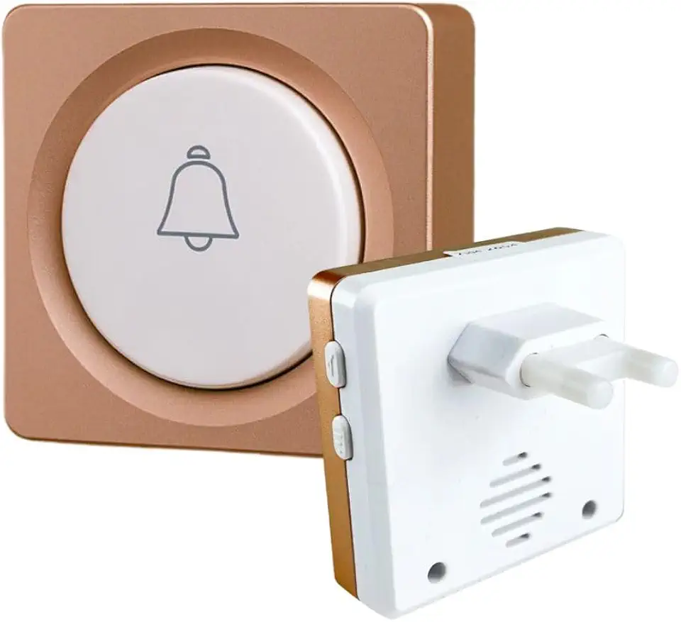 Campainha Sem Fio Wireless Inteligente Bivolt Residencial Comercial com Botão Emergencial para Comunicação com Idosos 38 Sons Premium (Dourada)