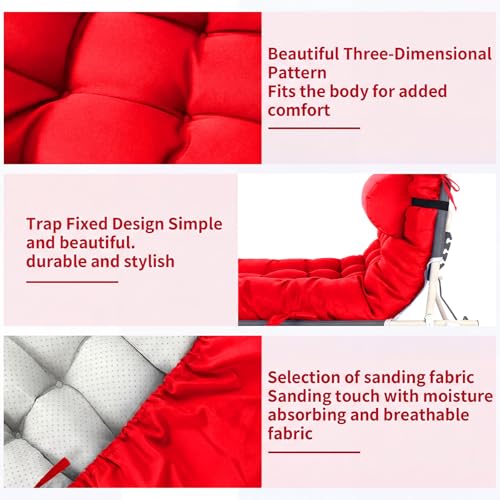 Tudomro Outdoor Chaise Lounge Cushion 66x21x4'' Waterproof & Fade-Resistant Patio Pool Chaise Lounge Cushion Headrest Pillow Tie Replacement Rocking High Back Chair(Bright Red,Set of 2) by Tudomro - Image 4