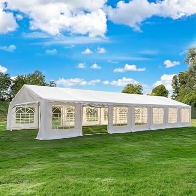 EROMMY 20x50FT Heavy Duty Party Tent, Outdoor Wedding Canopy with Removable Sidewalls, 2 Roll-up Doors, 5 Storage Bags, Gazebo Shelter for Events & Commercial Use, White