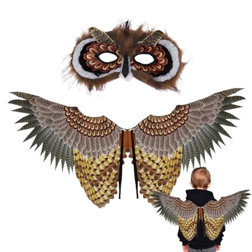 Fangfhai Costume de chouette pour enfant – Ensemble d'Halloween pour adolescent, masque de hibou créatif pour jeu de rôle, spectacle, école, carnaval, fête, bal masqué