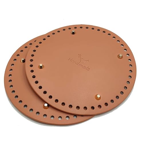 NLDWA 1/2PCS 20cm Coffee Diy Purse Bag Making Kit Round Leather Bases For Crochet Bag Bottom Base Hand-Woven Purse Base Crochet Diy Craft