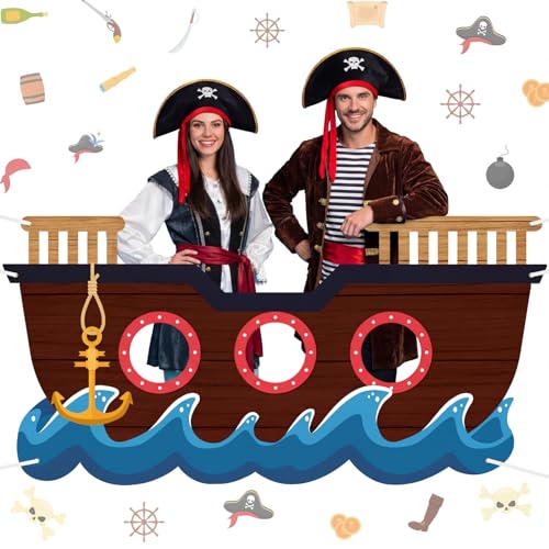 HunnmingRe Large Pirate Party Decoration Photo Backdrop,Boat