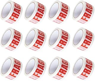 12 Rolls of Strong FRAGILE Packaging Tape - 48mm x 66M Heavy Duty Secure and Sticky Fragile Packing Tape for Parcels and Boxes