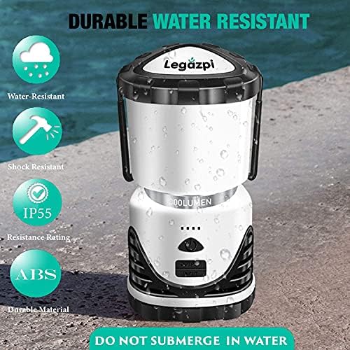 Legazpi Rechargeable Camping Lantern 1000 Lumen Camping Lights, 6000mAh Battery Indicator LED Lantern, Power Bank, Water Resistant, 3 Lighting Options, Tent Light for Camping, Power Cuts and More