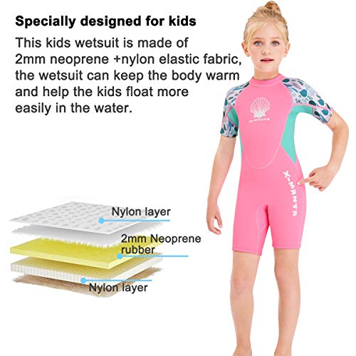 Kids Wetsuit Shorty Suits Girls 2.5Mm Neoprene Swimsuit Uv Protection Keep Warm Short Sleeve Wetsuits For Swimming Diving Scuba Xxl Size #TOP1