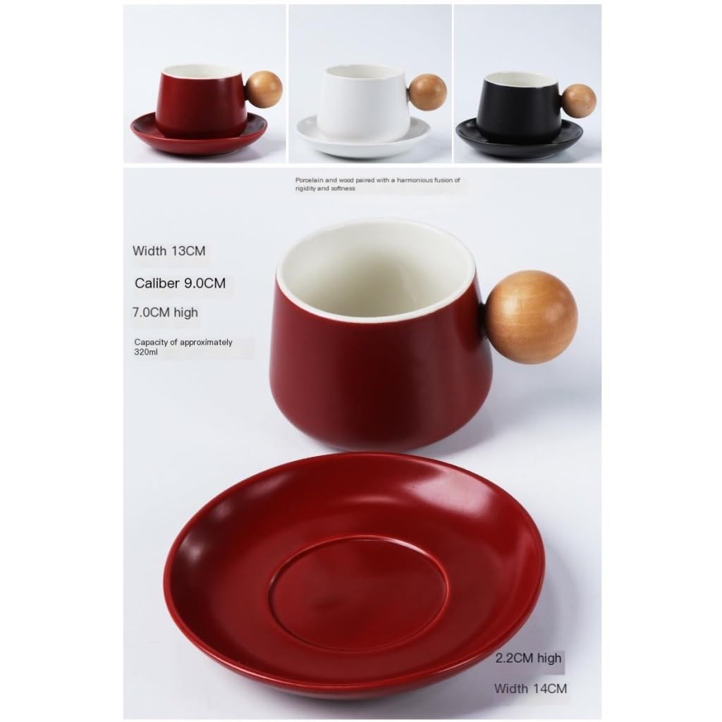 kubek ceramiczny, Zestaw filiżanek i spodków do kawy, ceramiczny kubek w stylu nordyckim o wysokiej wartości, prezent, filiżanka do popołudniowej herbaty o wysokiej wartości(Black)