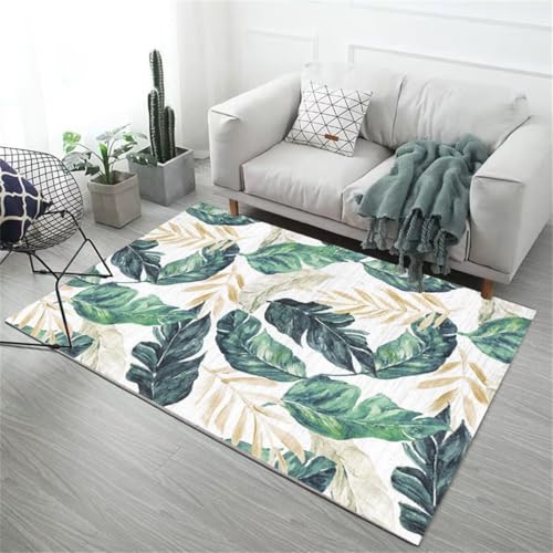 Tapis anti dérapant 170x240cm vert grande taille style nature - 2