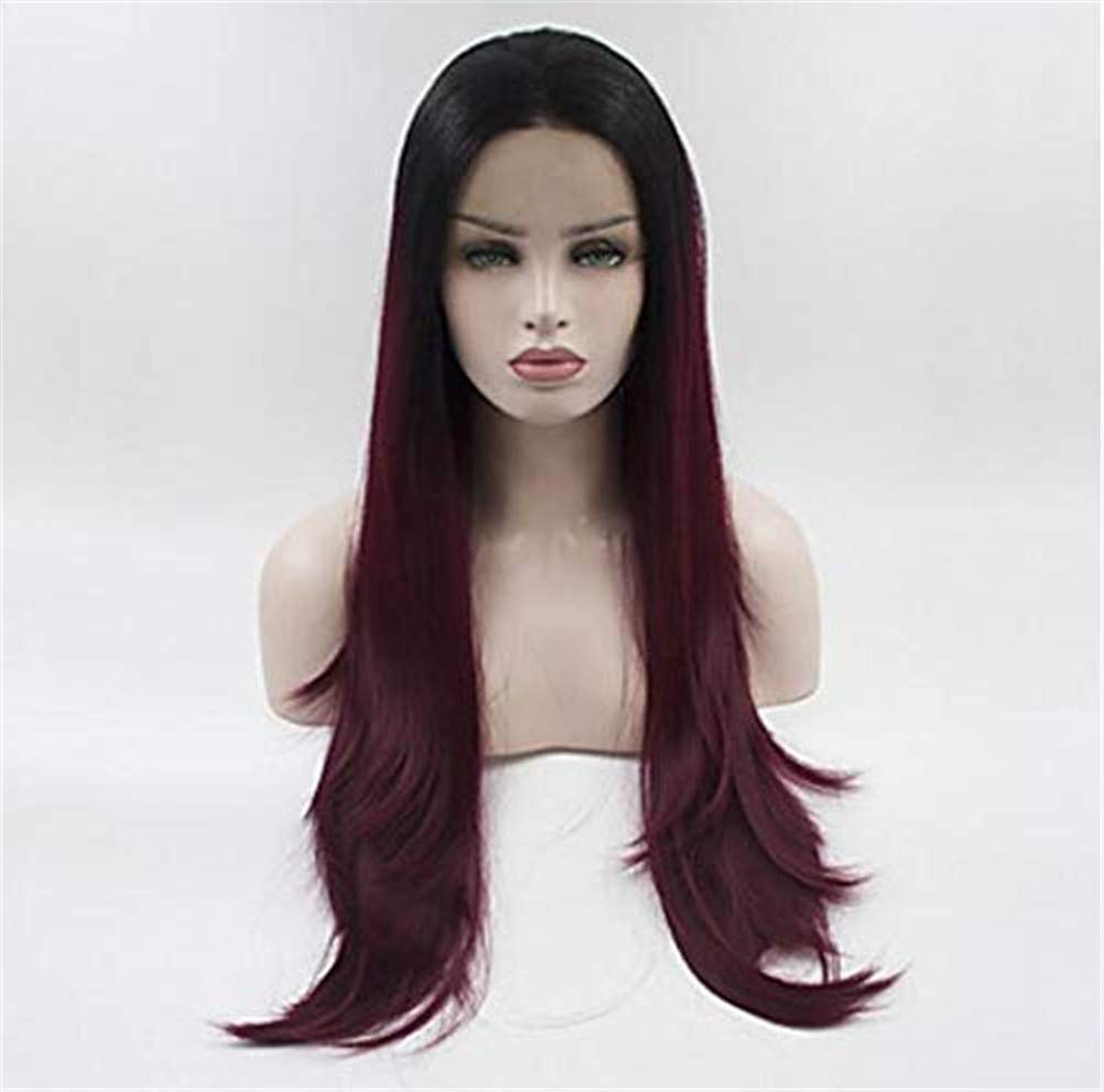 Perruque Lace Front Synthétique Droite en Fibre Résistante à la Chaleur et Haute Densité