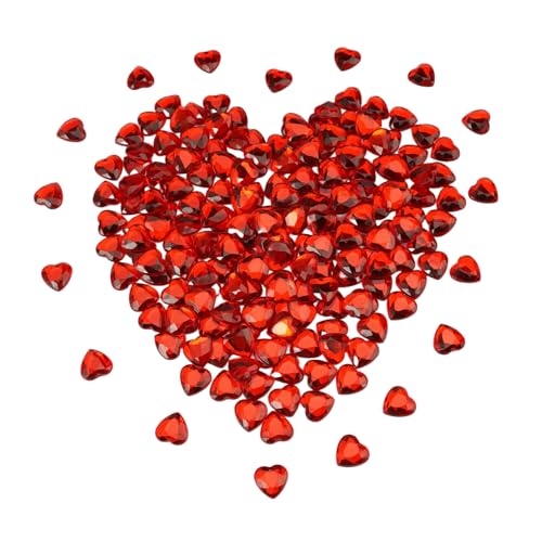 200 cristales de diamante de corazón rojo, 12 mm, rubí rojo, piedras decorativas en forma de corazón, diamantes acrílicos para decoración de propuestas de matrimonio, compromiso, día de San Valentín