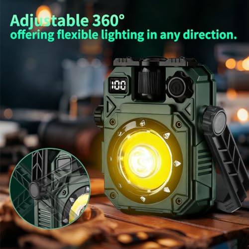 Image of LETOUR Rechargeable Solar LED Work Light, 360 Rotatable 1000Lumen 7 Color Dimmable Camping Flashlight with Magnet, 2000mAh Emergency Flood Light for Car Repair Fishing Power Outage Home Use