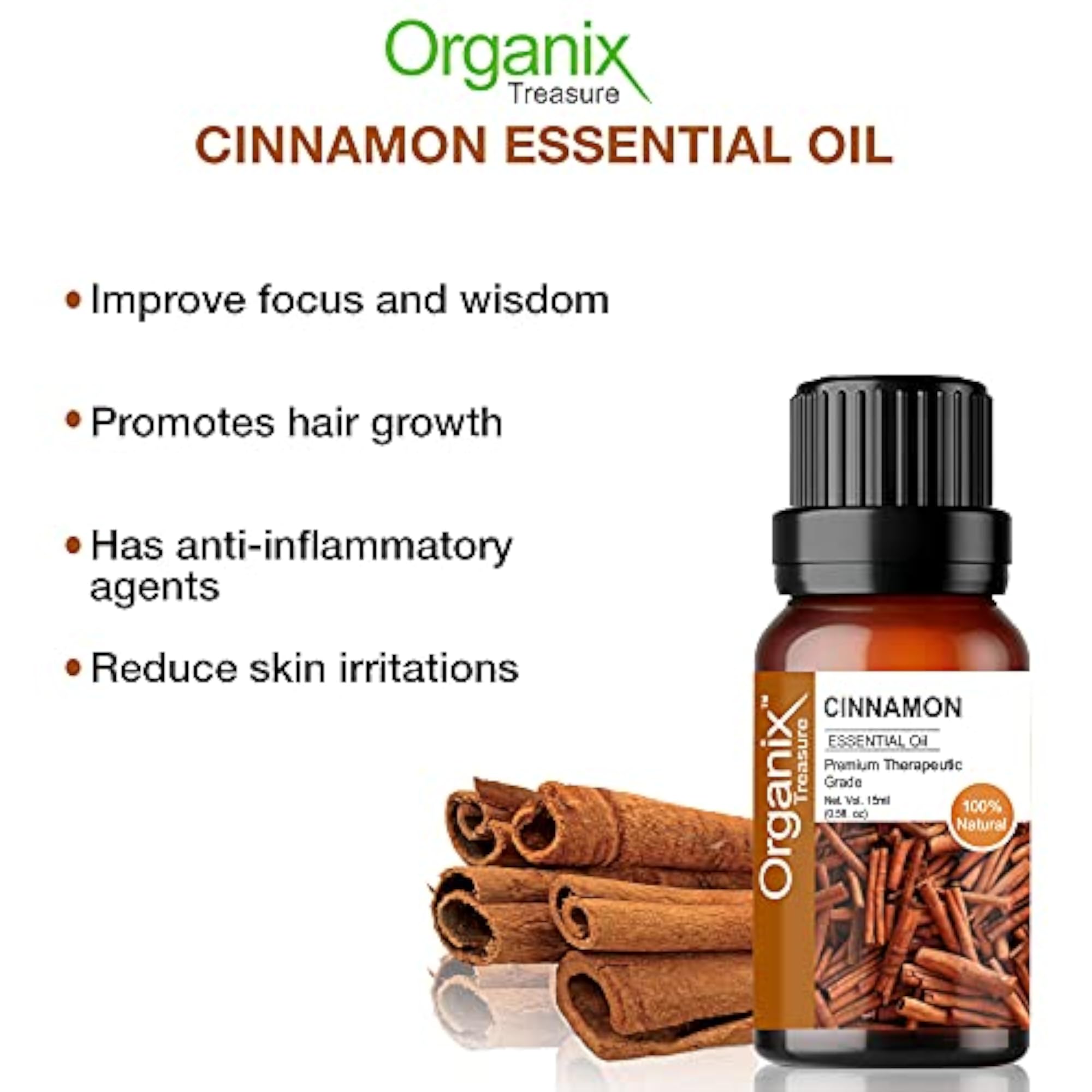 Pure & Natural Cinnamon Essential Oil, 15ml