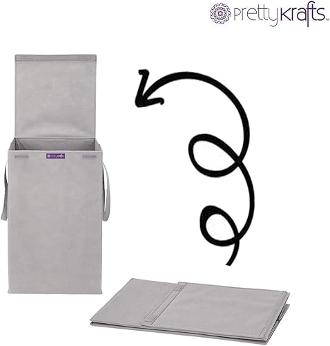 Miniatura 5 de PrettyKrafts Cesta de lavandería plegable para ropa con tapa y asa, organizador de juguetes, 35 litros, gris