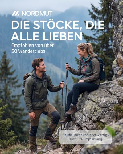 NORDMUT® Wanderstöcke Teleskop aus stabilen Aluminium oder Carbon - Leichte Nordic Walking Stöcke Damen und Herren - Komfortable Korkgriffe… – Ansicht 2