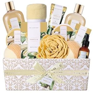 Spa Gift Baskets for Women, Spa Luxetique Spa Gifts for Women, Birthday Gifts Spa Kit, 12pc Vanilla Bath Set, Womens Self Care Gifts,Christmas Gifts