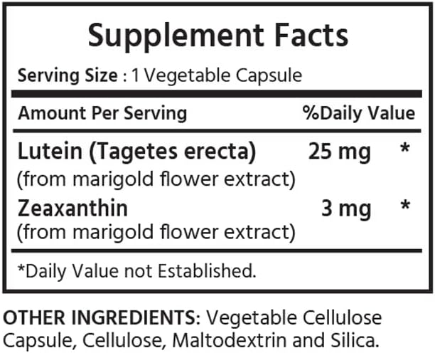 Miniatura 2 de ML Naturals Luteína pura y zeaxantina 60 cápsulas vegetales. Todo natural, luteína 25 mg, zeaxantina 3 mg. Apoya ojos y visión saludables,
