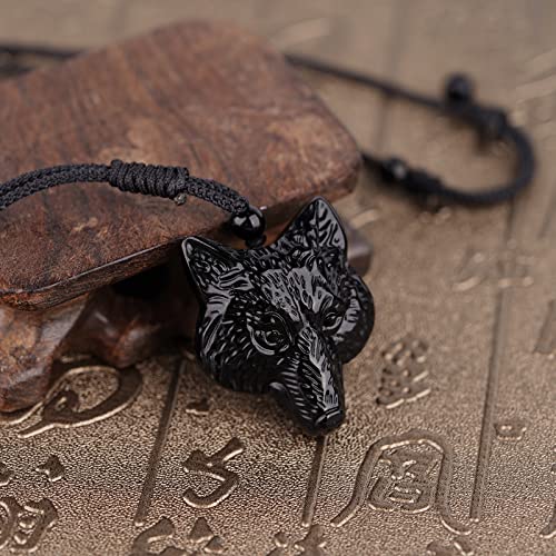 Black Obsidian Necklace Natural Crystal Amulet Protection Pendant with Adjustable Rope Lucky Talisman Necklaces Jewelry Gift for Men Women3