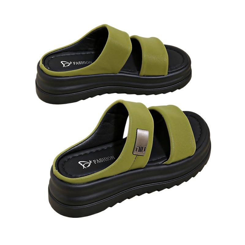 One-word slippers women's summer wear 2025 new muffin small thick-soled sandals with skirts casual beach shoes,Wear-resistant and lightweight, skin-friendly, breathable and comfortable